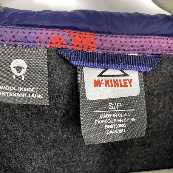 McKinley Womens Wool Puffer Jacket size Small Blue Hooded Full Zip - Picture 9 of 13